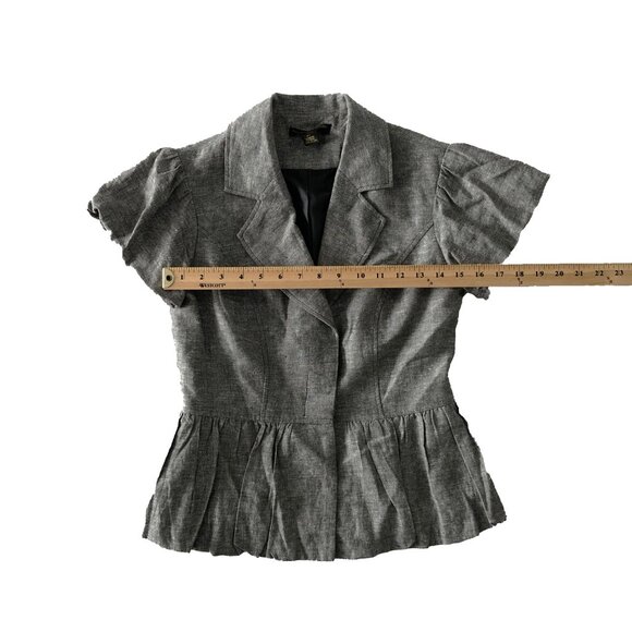 Dalia Collection Womens Size 2 Gray Linen Blend Short Blazer Jacket - Picture 3 of 7